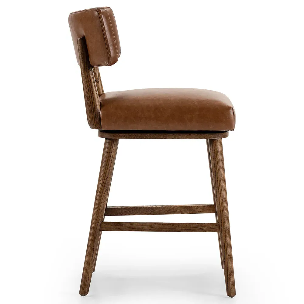 Cerise Swivel Counter Stool - Chestnut Brown, Leather