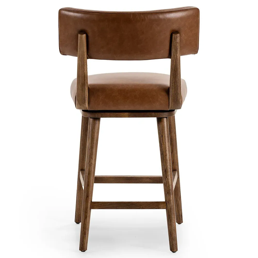 Cerise Swivel Counter Stool - Chestnut Brown, Leather