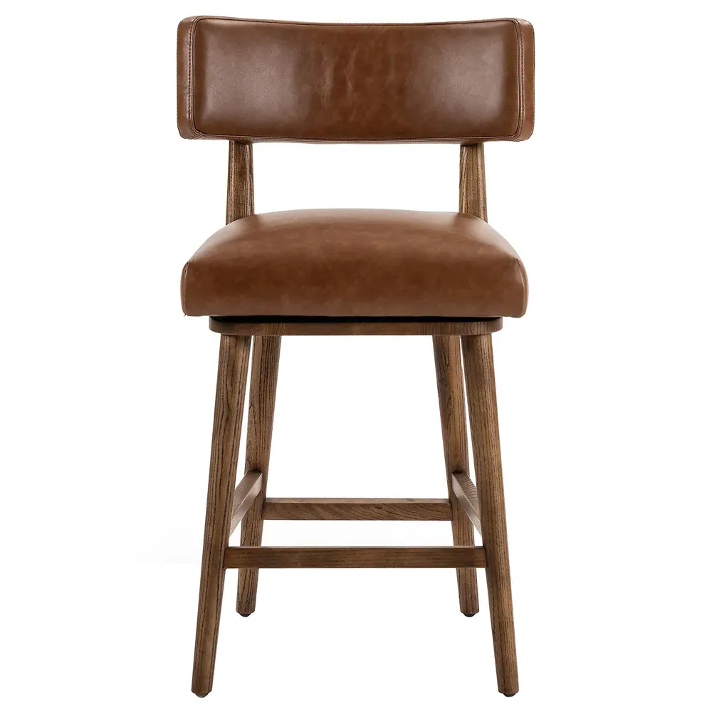 Cerise Swivel Counter Stool - Chestnut Brown, Leather image