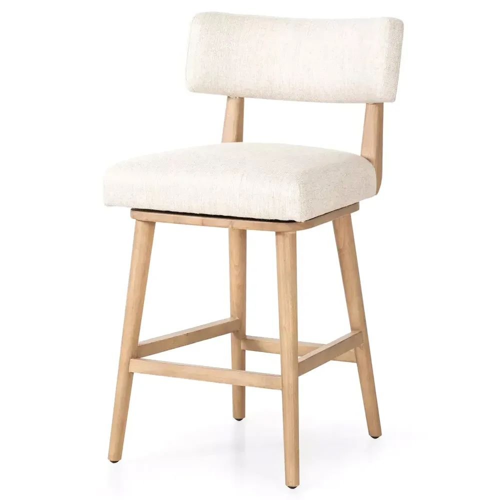 Cerise Swivel Counter Stool - Cream, Wood