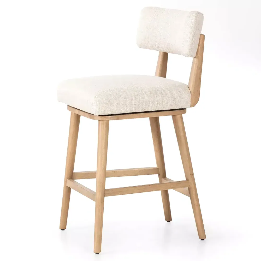 Cerise Swivel Counter Stool - Cream, Wood