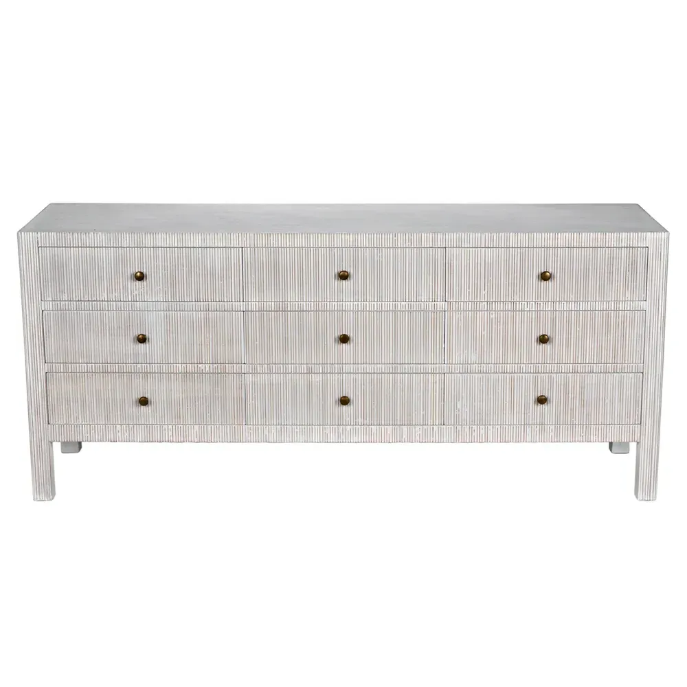 Cevan Wood Dresser - Whitewash, Mahogany