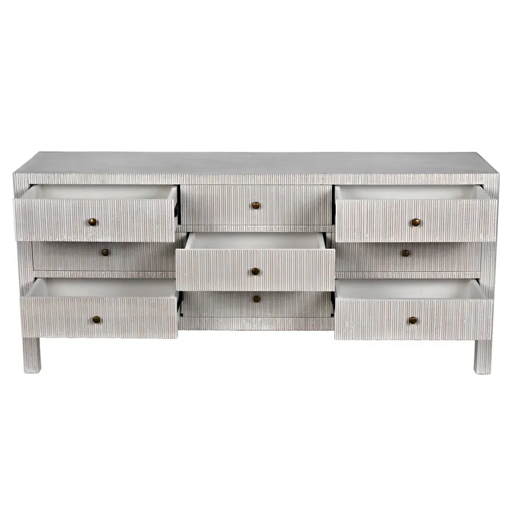 Cevan Wood Dresser - Whitewash, Mahogany