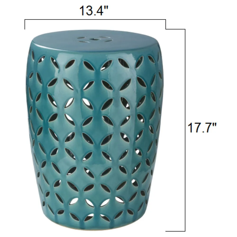Chammie Garden Side Table - Teal, Ceramic