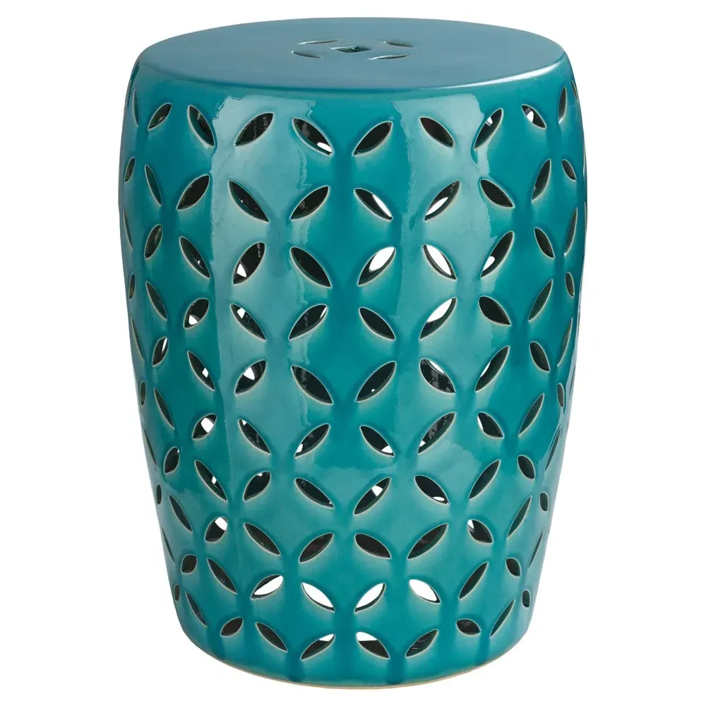 Chammie Garden Side Table - Teal, Ceramic