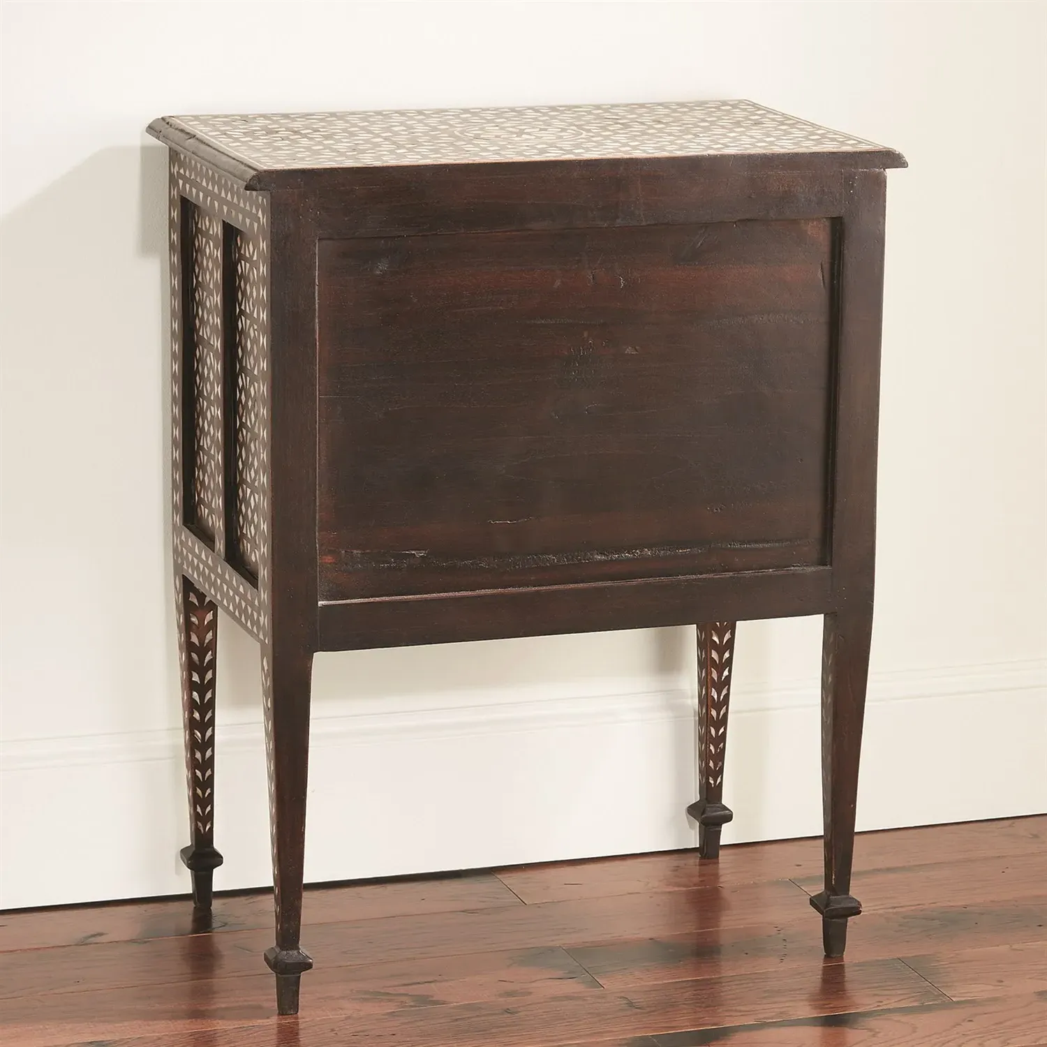 Chandi Nightstand with Mother of Pearl Inlay - Brown, Teak