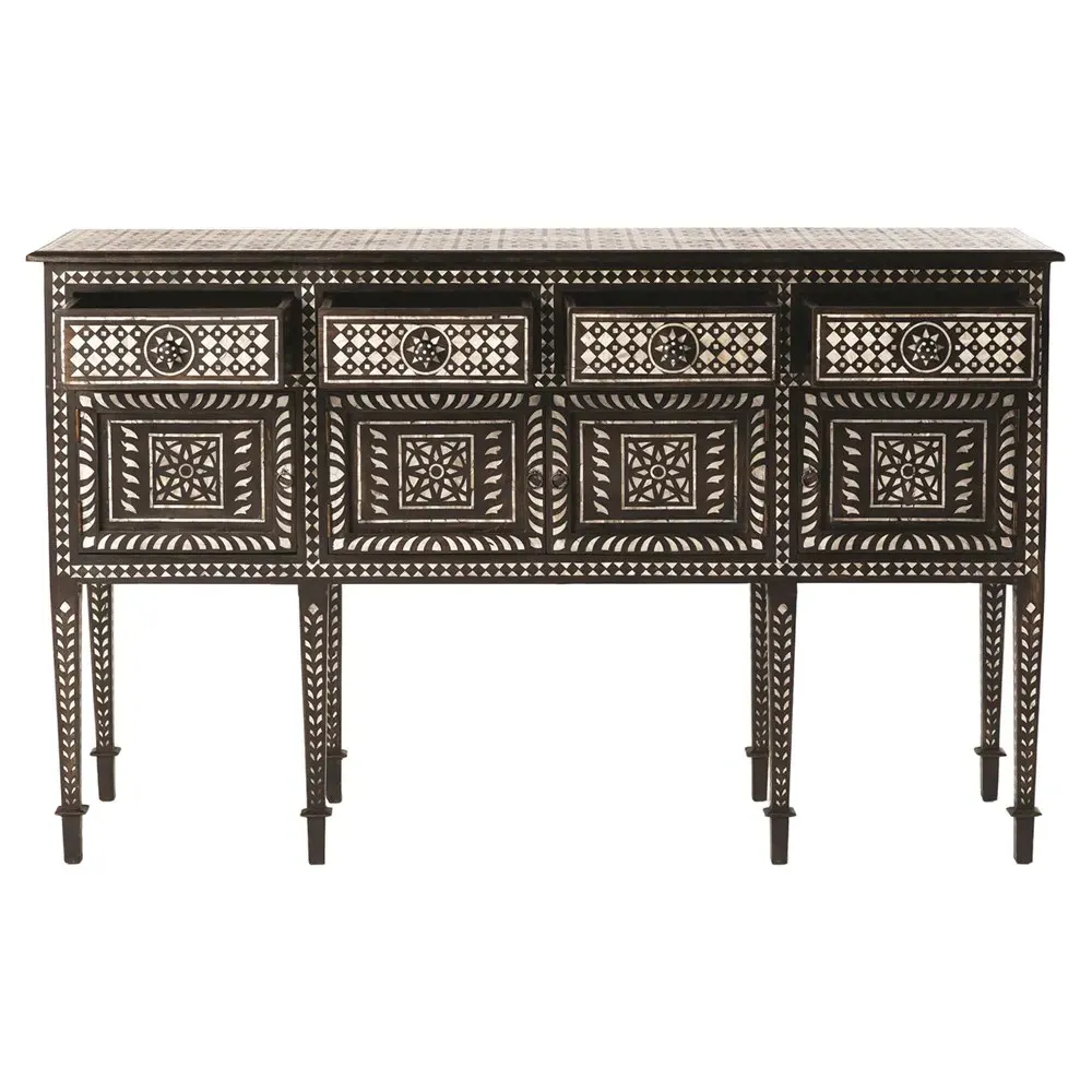 Chandi Sideboard with Mother of Pearl Inlay - Brown, Teak
