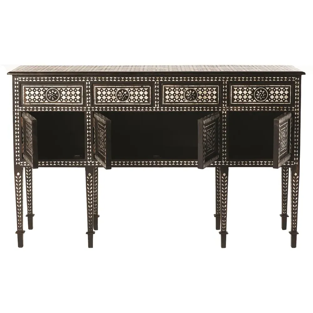 Chandi Sideboard with Mother of Pearl Inlay - Brown, Teak