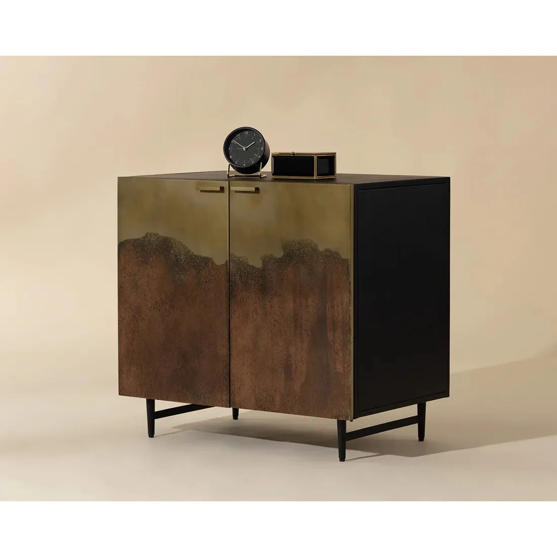Chaney Iron Nightstand - Antique Brass Ombre