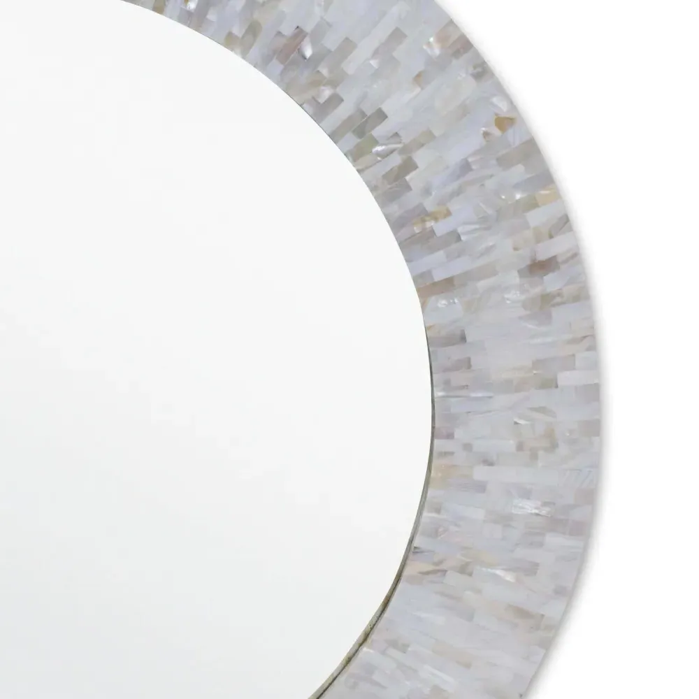 Chantal Round Mirror - White, Mother of Pearl