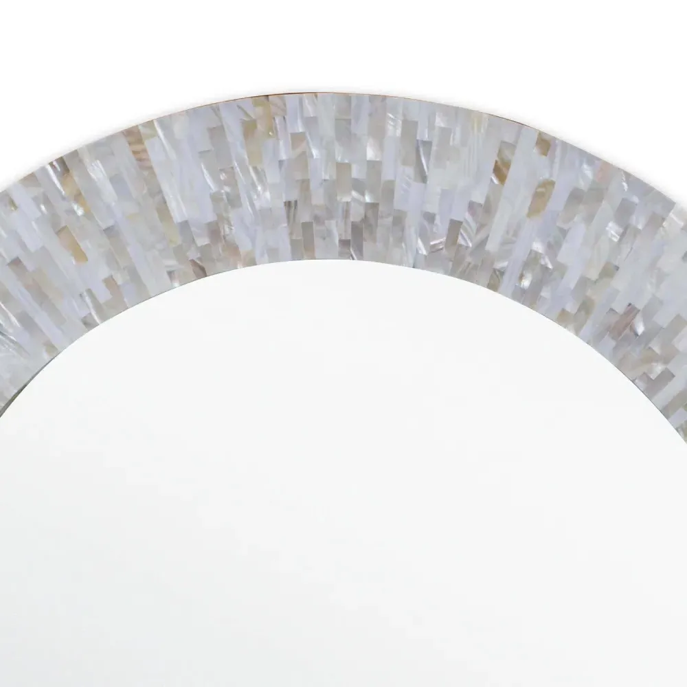 Chantal Round Mirror - White, Mother of Pearl