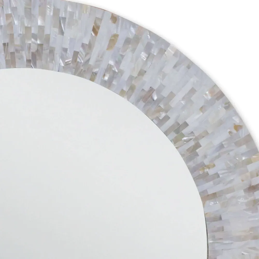 Chantal Round Mirror - White, Mother of Pearl