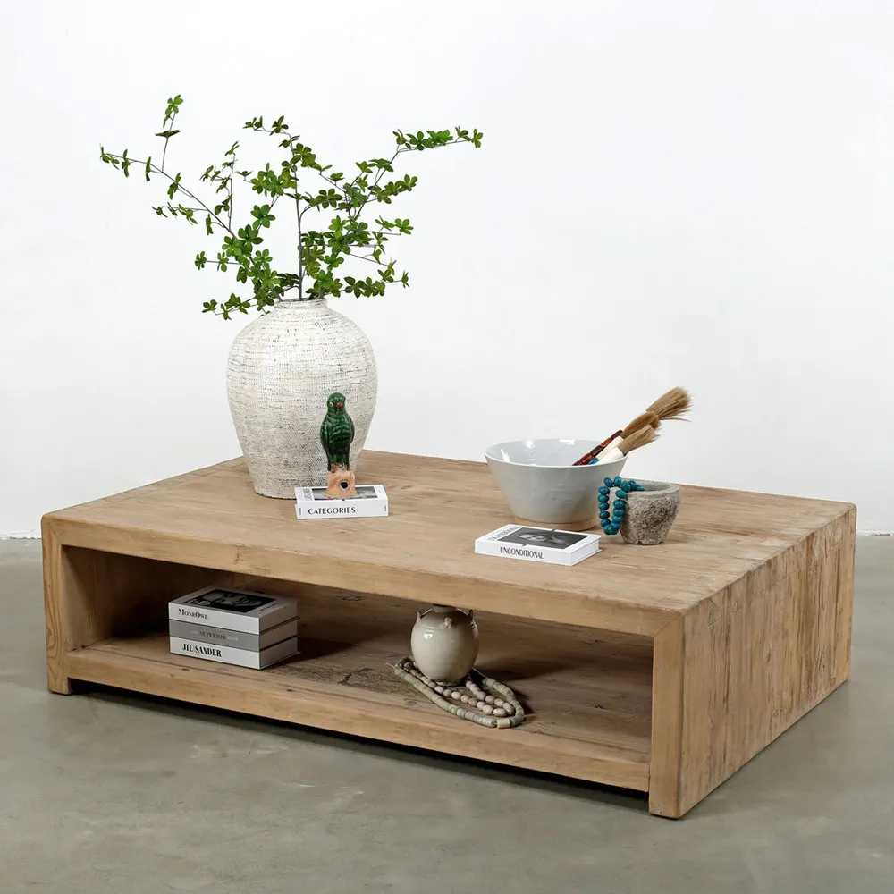 Chantria Deep Rectangular Coffee Table - Brown, Pine Wood