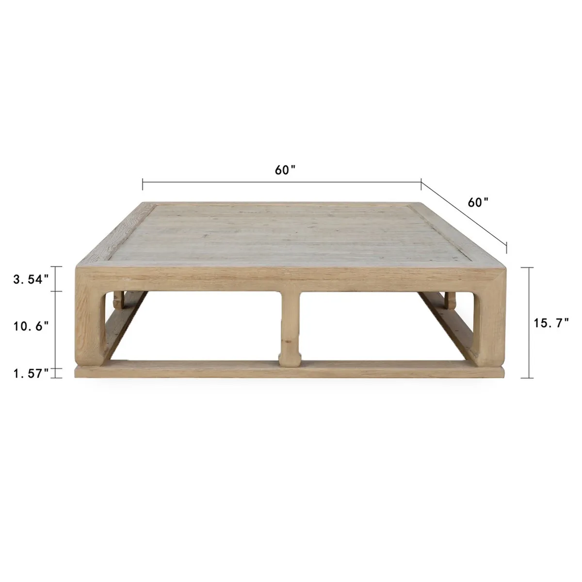 Chantria Square Coffee Table - Brown, Pine Wood