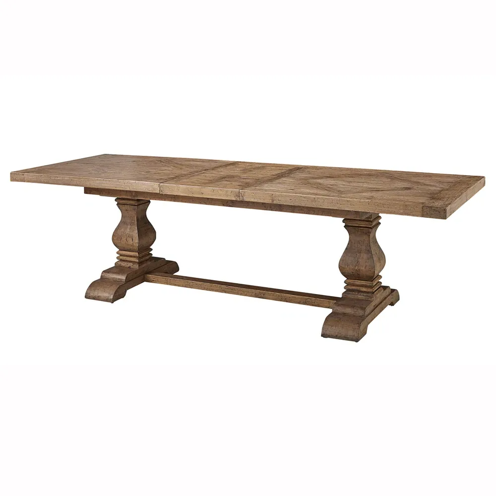 Charissa Rectangular Extendable Dining Table - Brown, Pine Wood