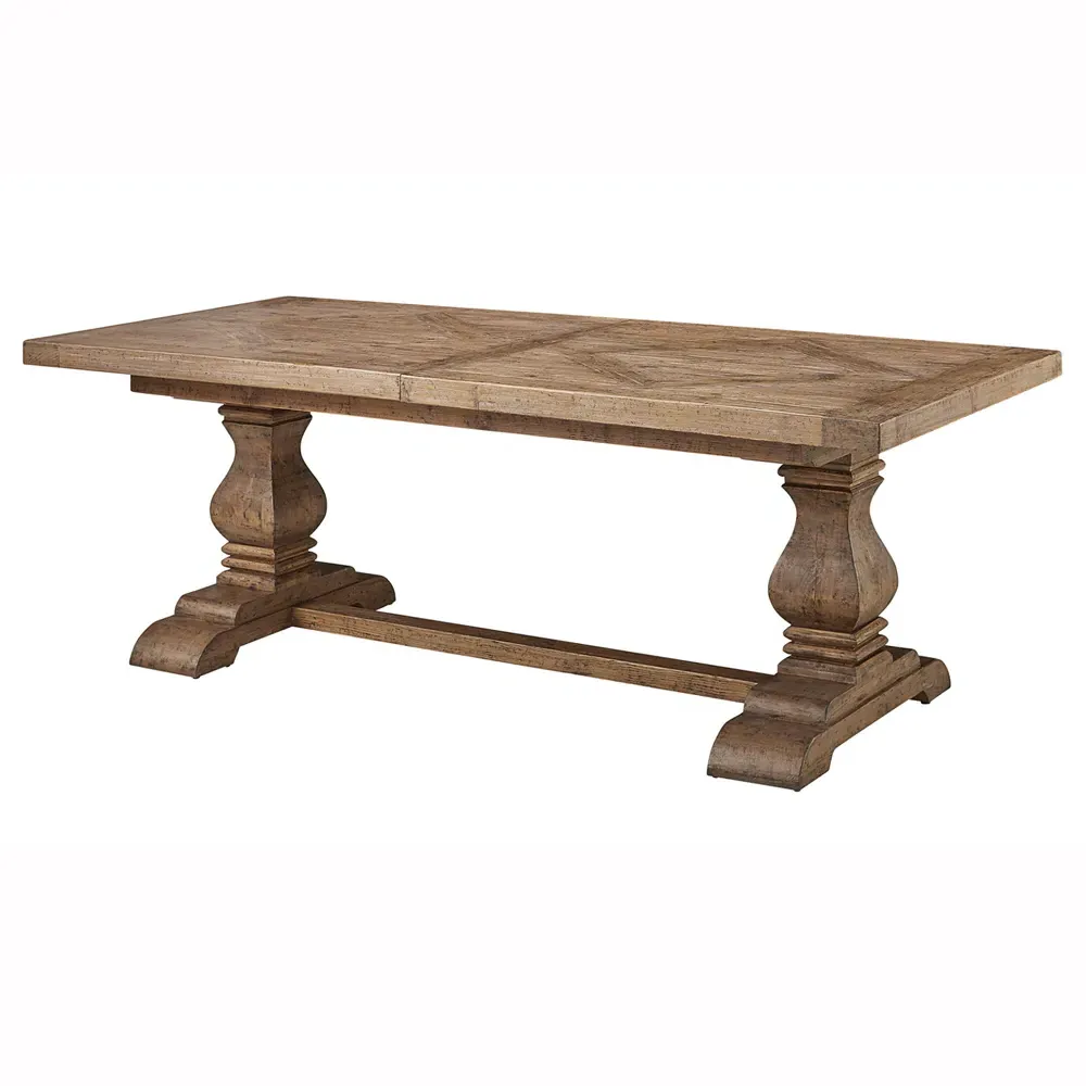 Charissa Rectangular Extendable Dining Table - Brown, Pine Wood
