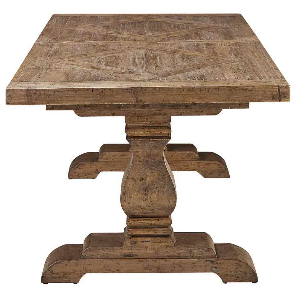 Charissa Rectangular Extendable Dining Table - Brown, Pine Wood