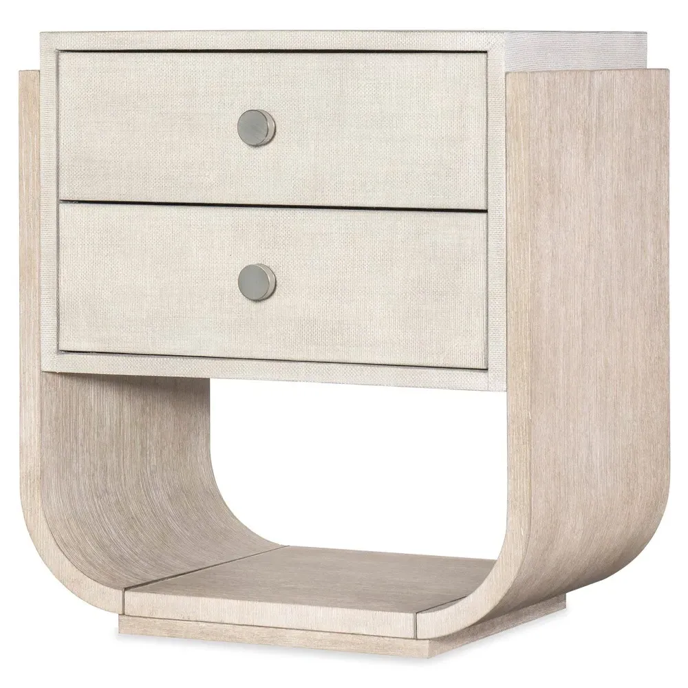 Charlene Coastal Beach Nightstand - Natural Oak, Raffia