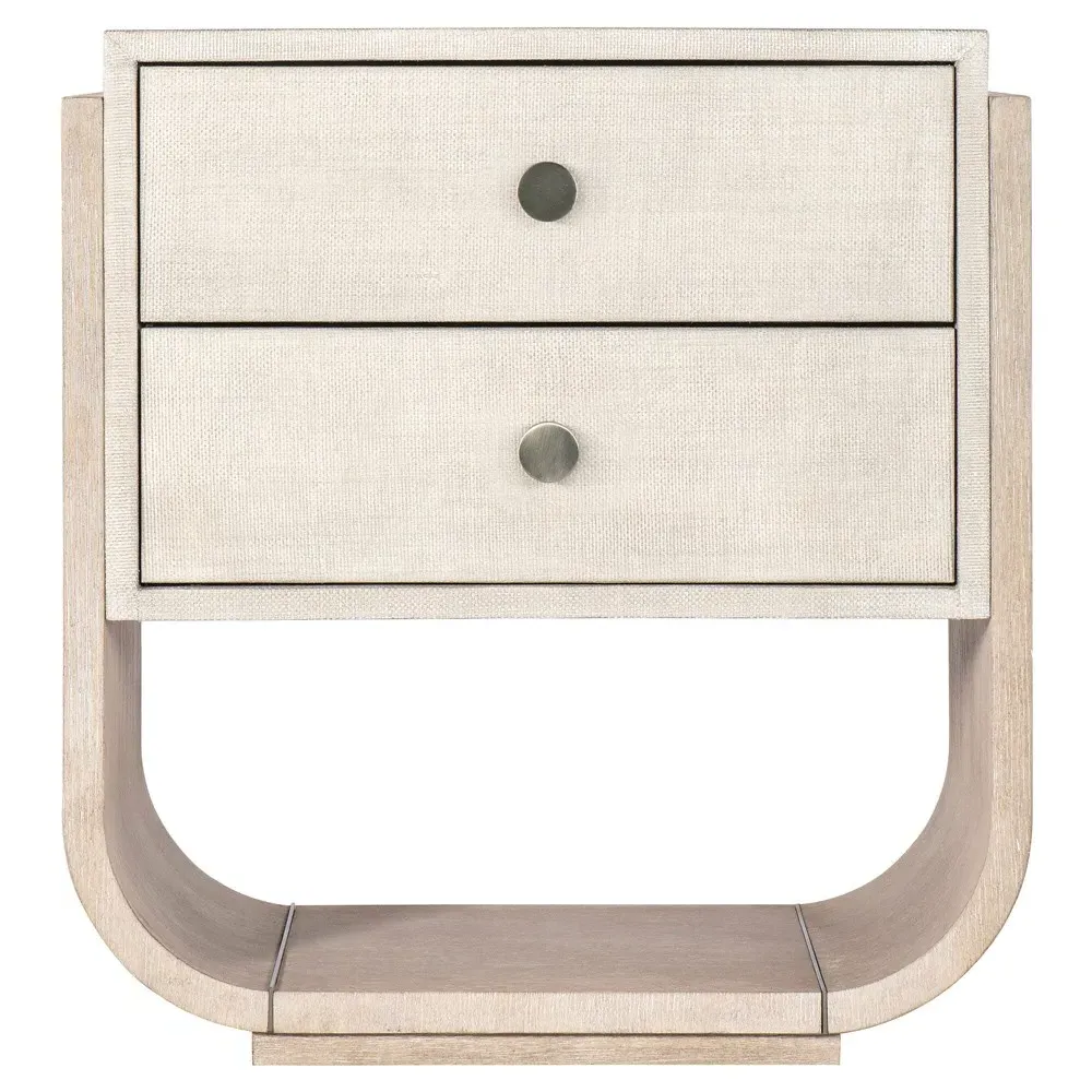 Charlene Coastal Beach Nightstand - Natural Oak, Raffia image