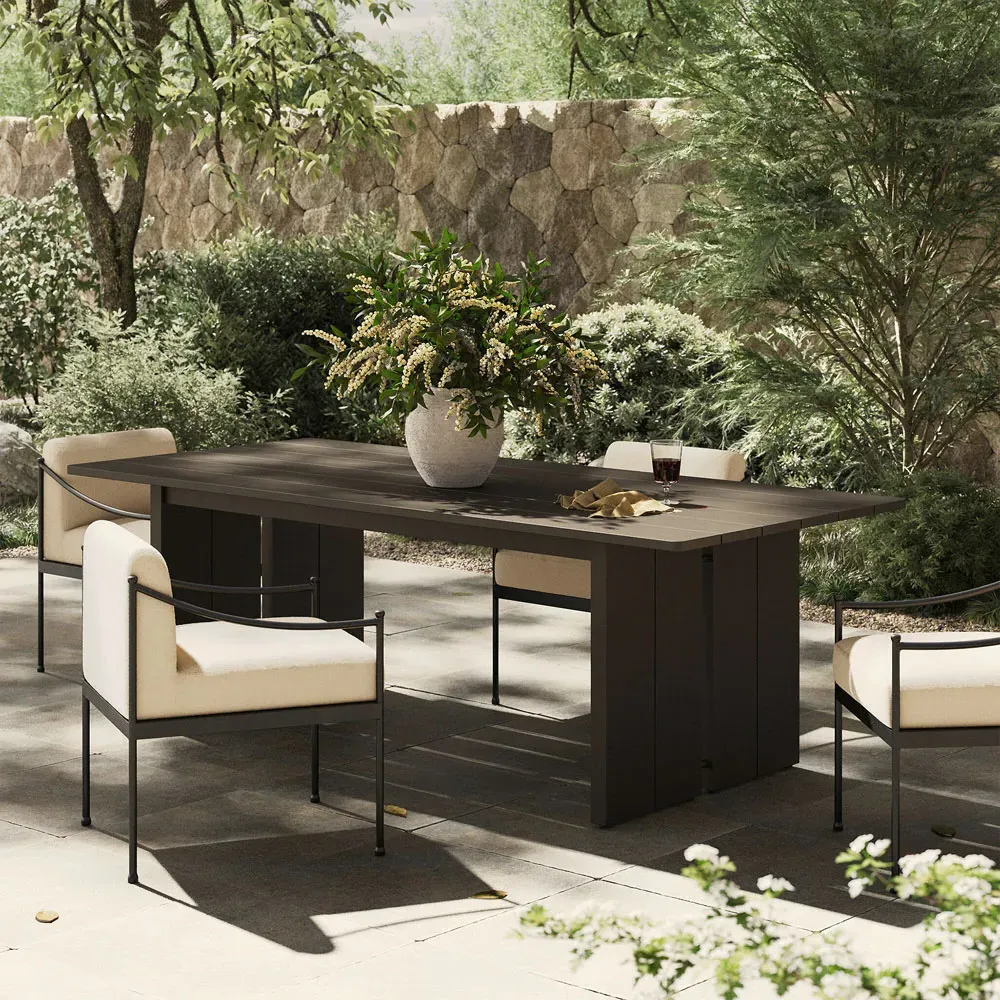 Charles 92" Rectangular Outdoor Dining Table - Dark Bronze, Aluminum