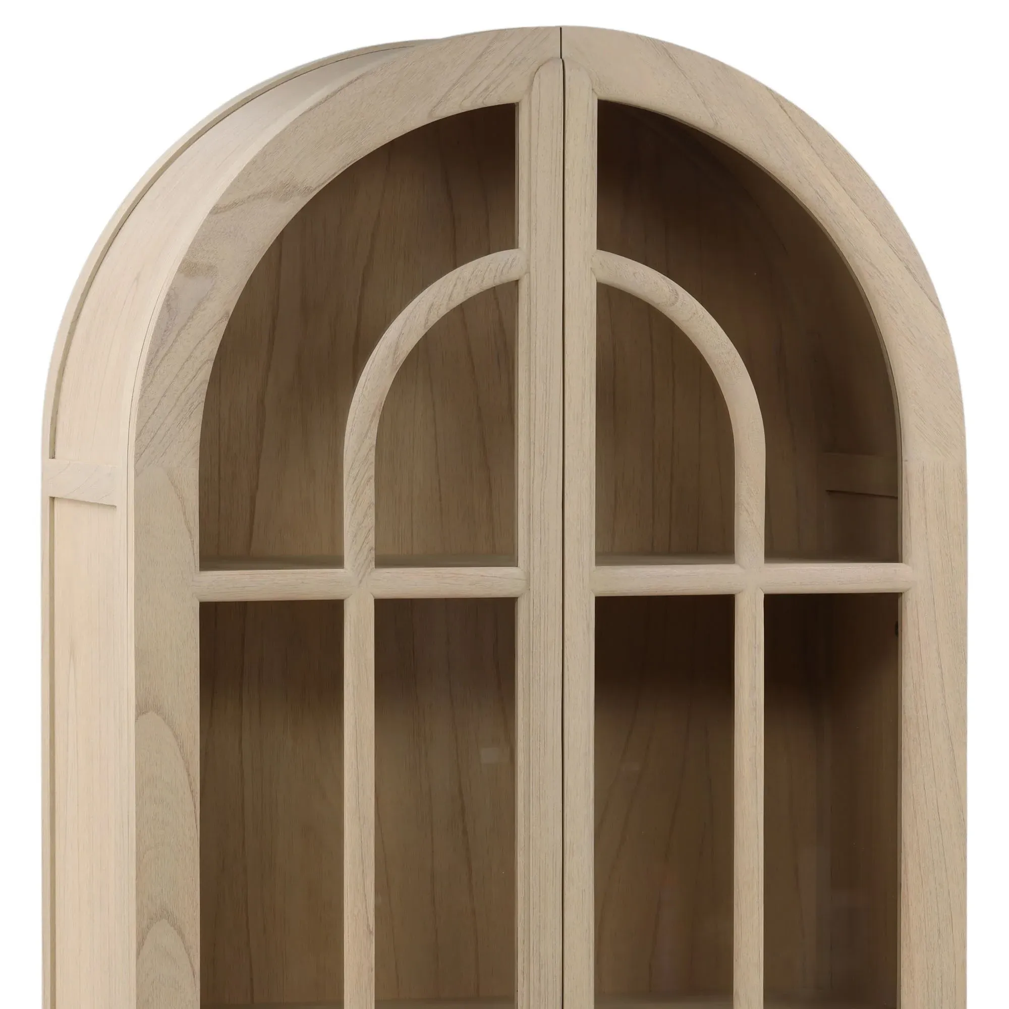 Charles Arched Display Cabinet - Natural Brown, Mindi Wood