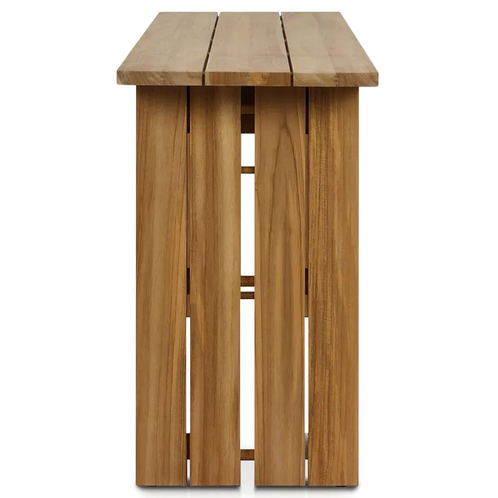 Charles Coastal Beach Outdoor Console Table - Brown, Teak