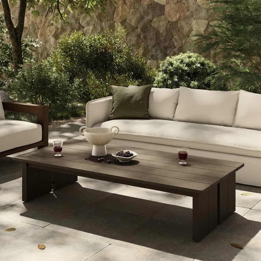 Charles Rectangular Outdoor Coffee Table - Dark Bronze, Aluminum