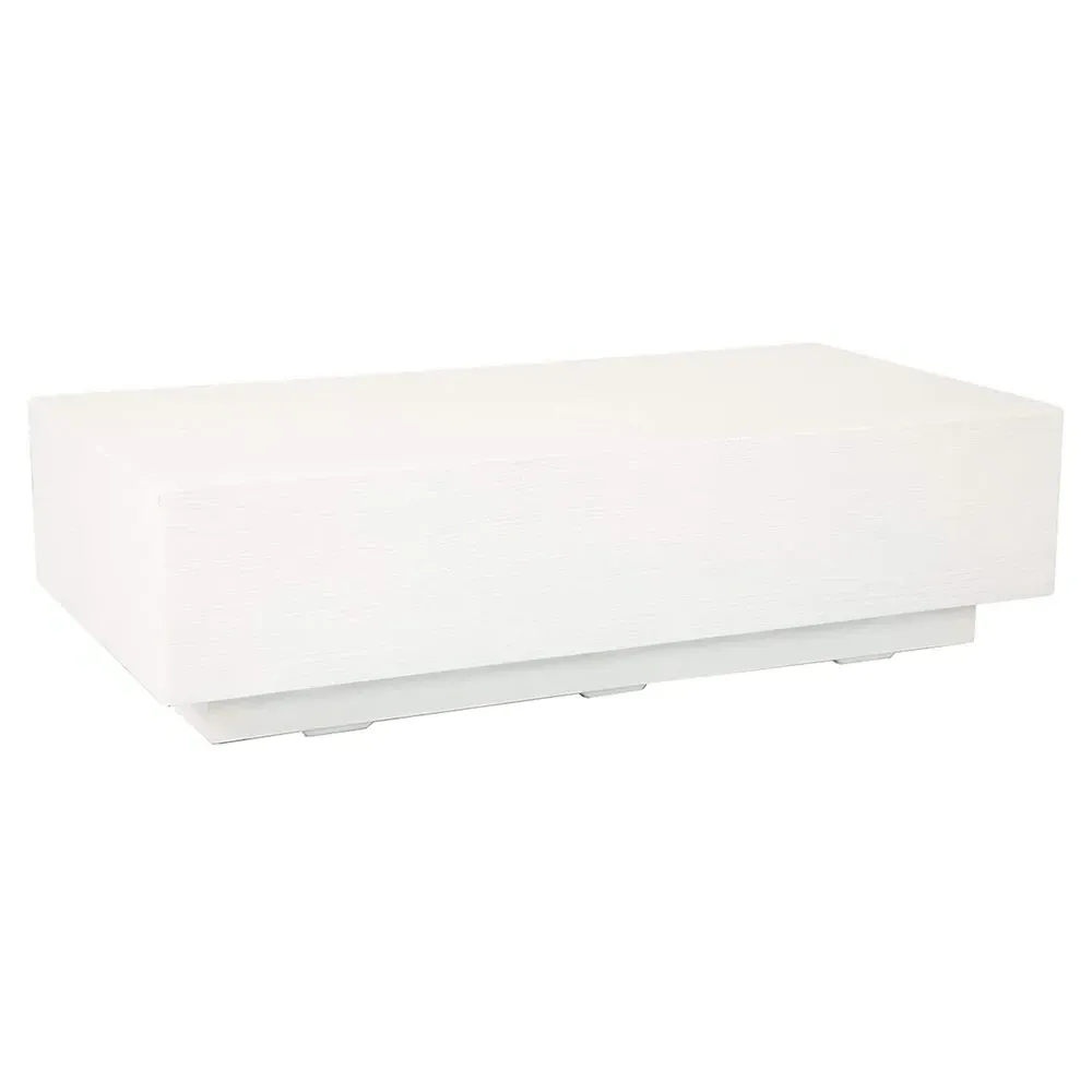 Charlie Rectangular Outdoor Coffee Table - White, Glass Fiber Concrete