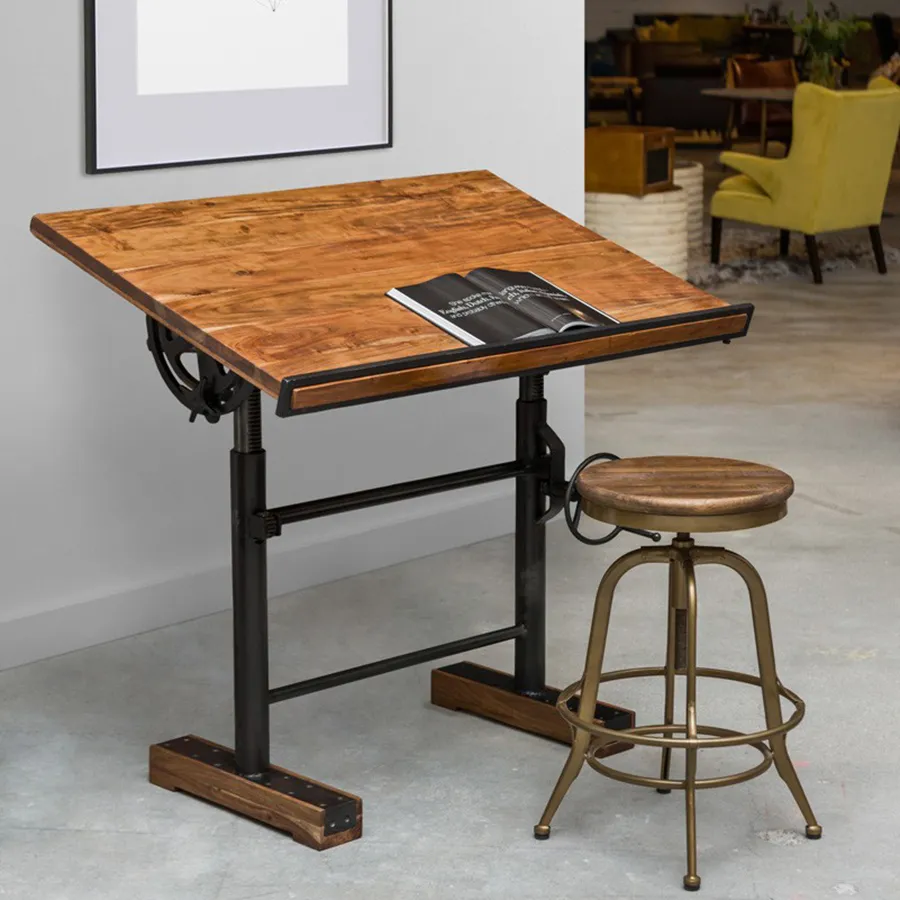 Charlie Round Counter Stool - Brass, Reclaimed Pine