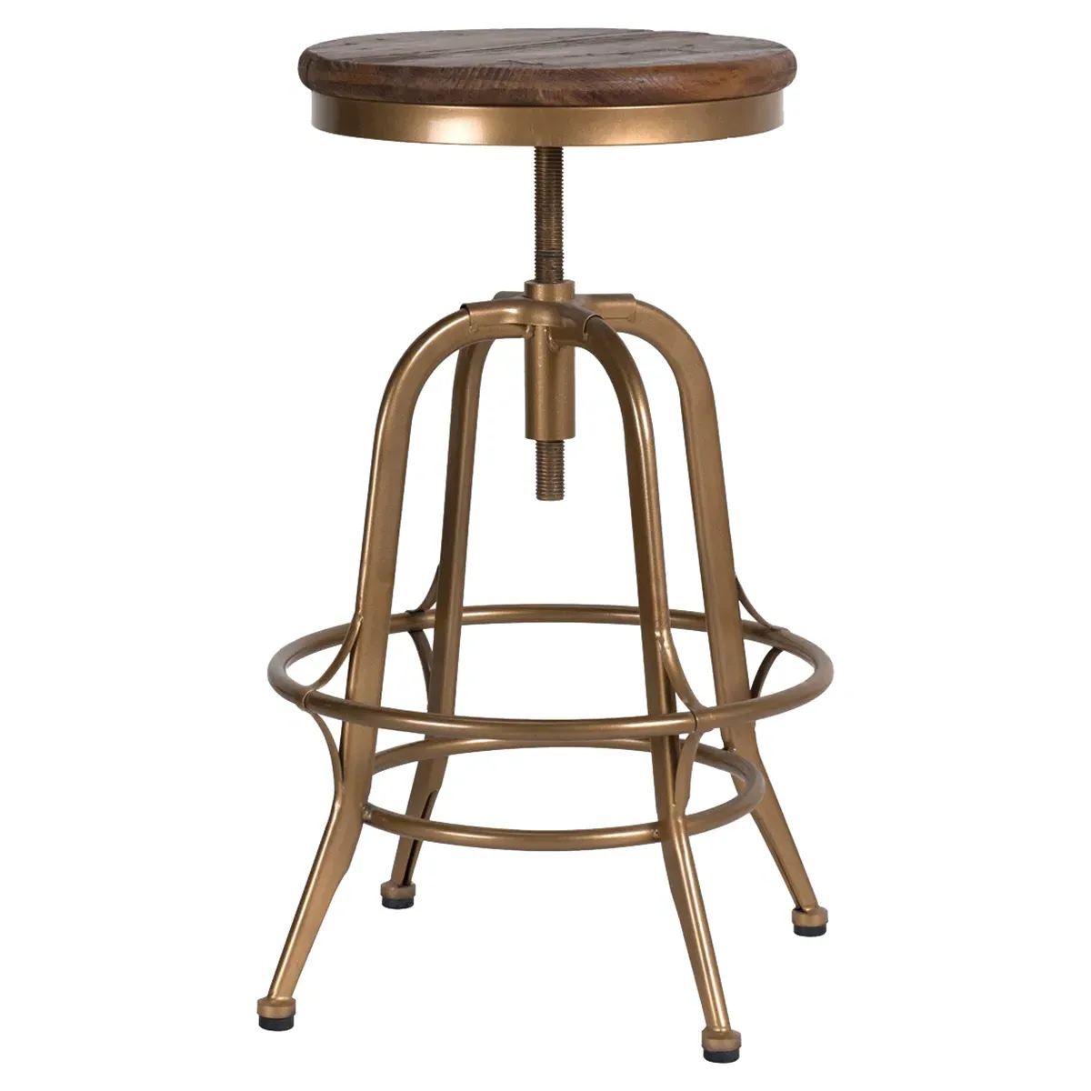 Charlie Round Counter Stool - Brass, Reclaimed Pine image