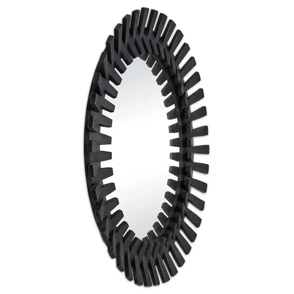Charlie Round Wall Mirror - Black, Wood