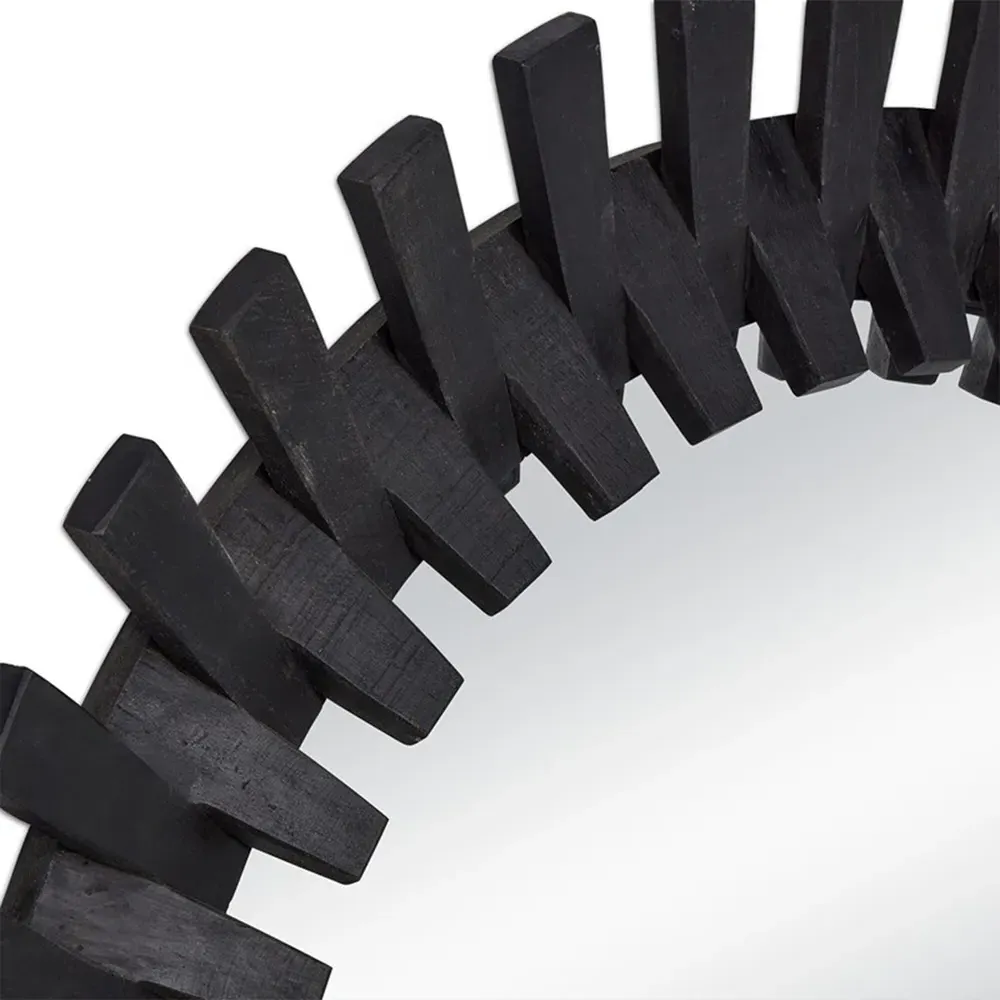 Charlie Round Wall Mirror - Black, Wood