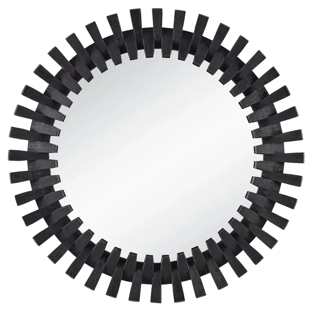Charlie Round Wall Mirror - Black, Wood image