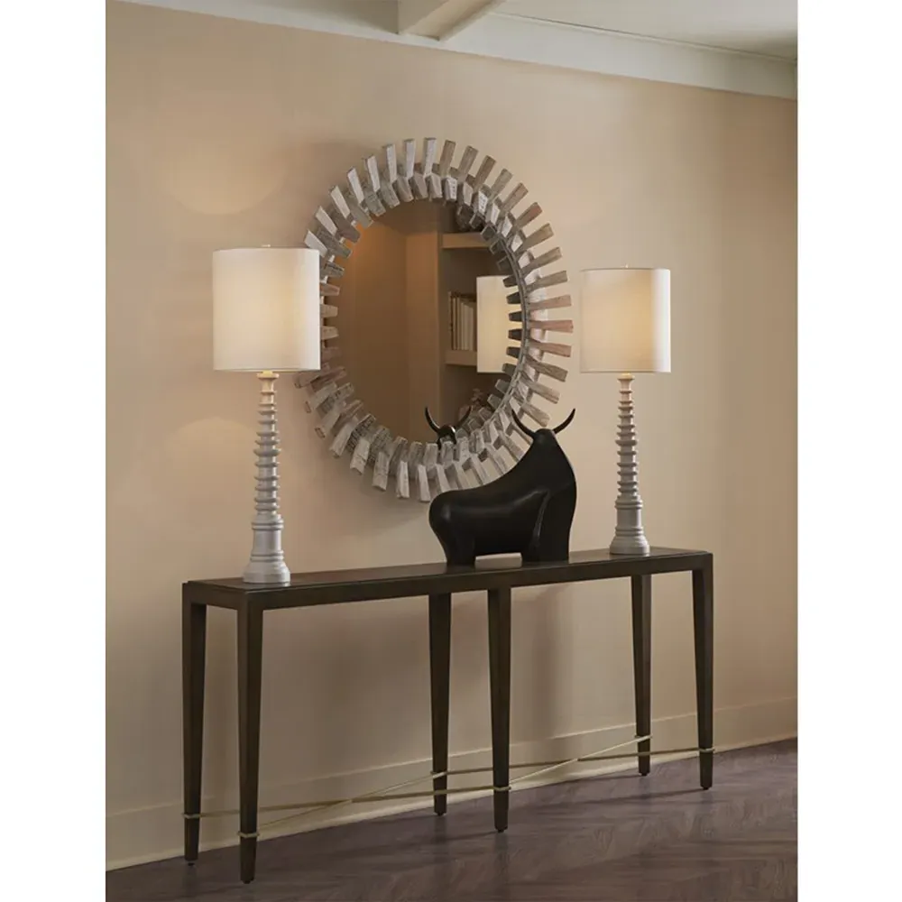 Charlie Round Wall Mirror - Whitewash, Wood
