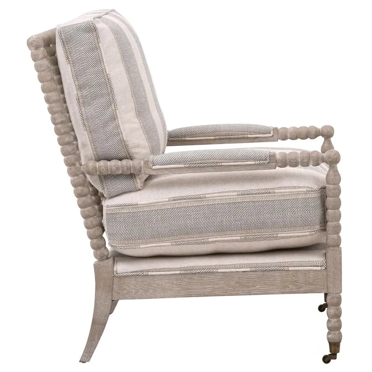 Charlize Club Arm Chair - Beige Stripe, Oak