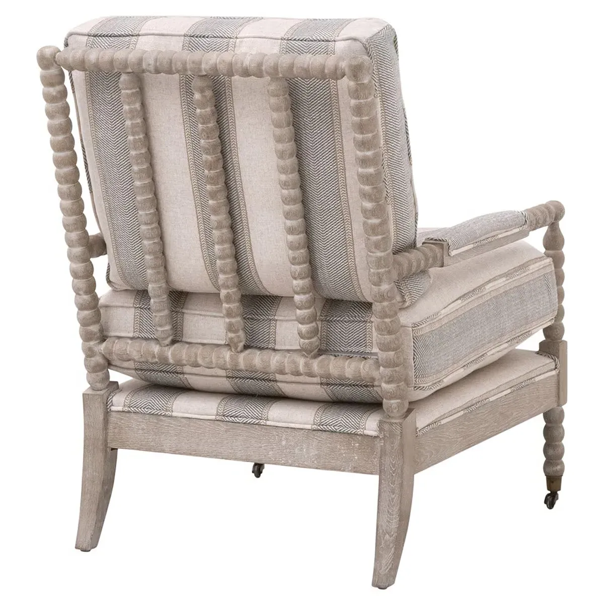 Charlize Club Arm Chair - Beige Stripe, Oak