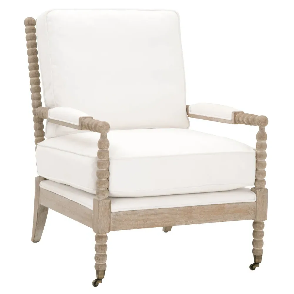Charlize Club Arm Chair - White, Oak