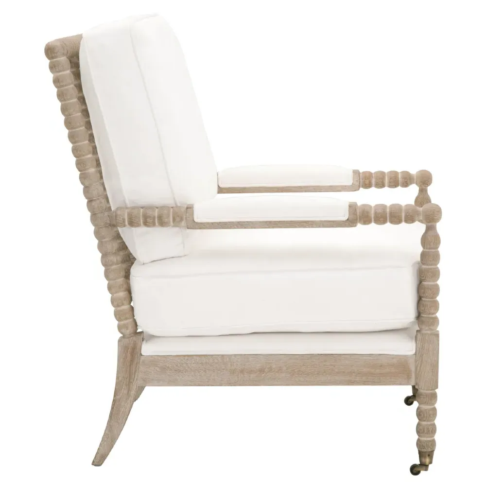 Charlize Club Arm Chair - White, Oak