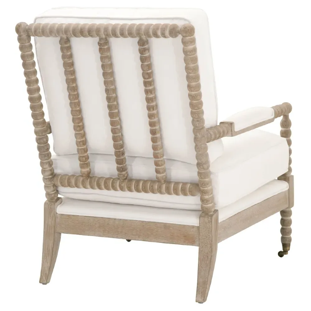 Charlize Club Arm Chair - White, Oak