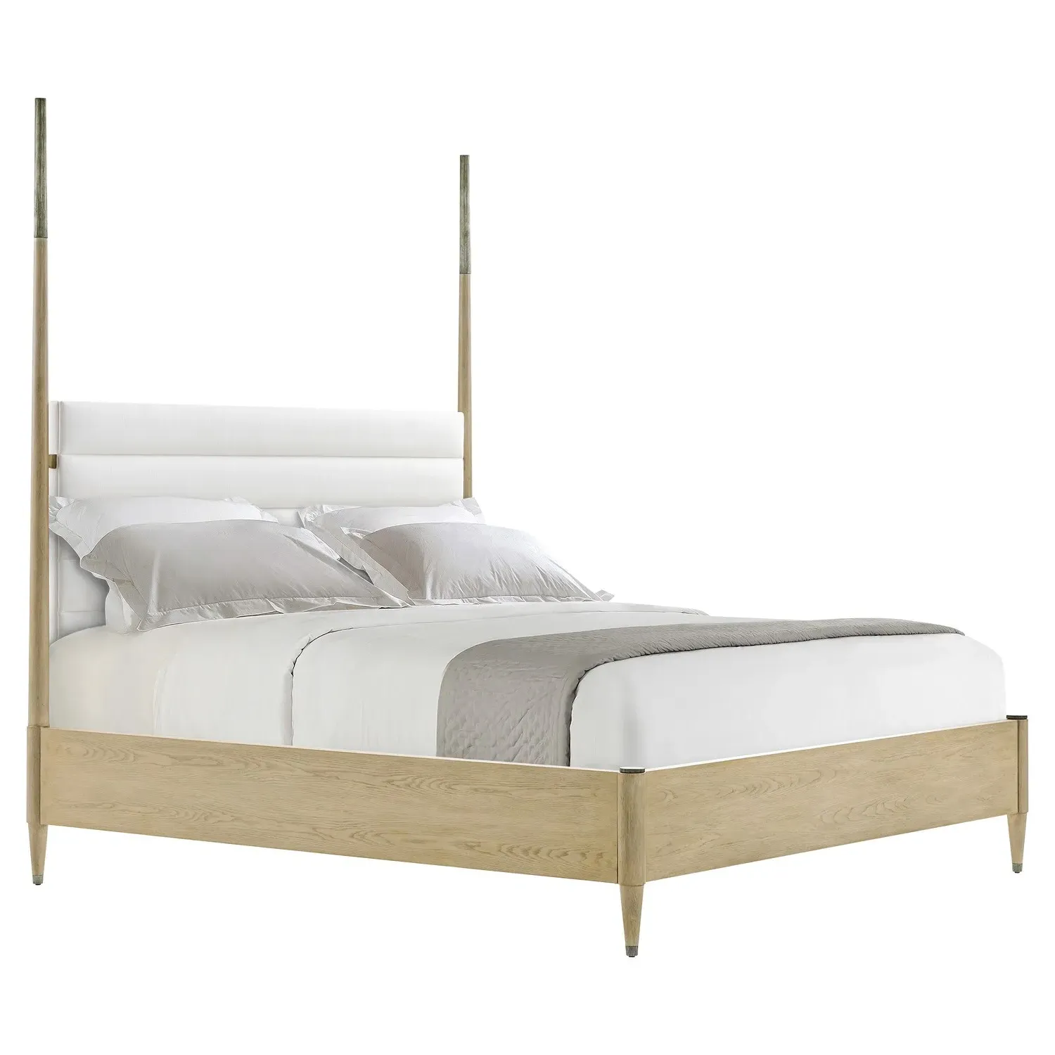 Charlotte King Size Four Poster Bed - Grey, Oak