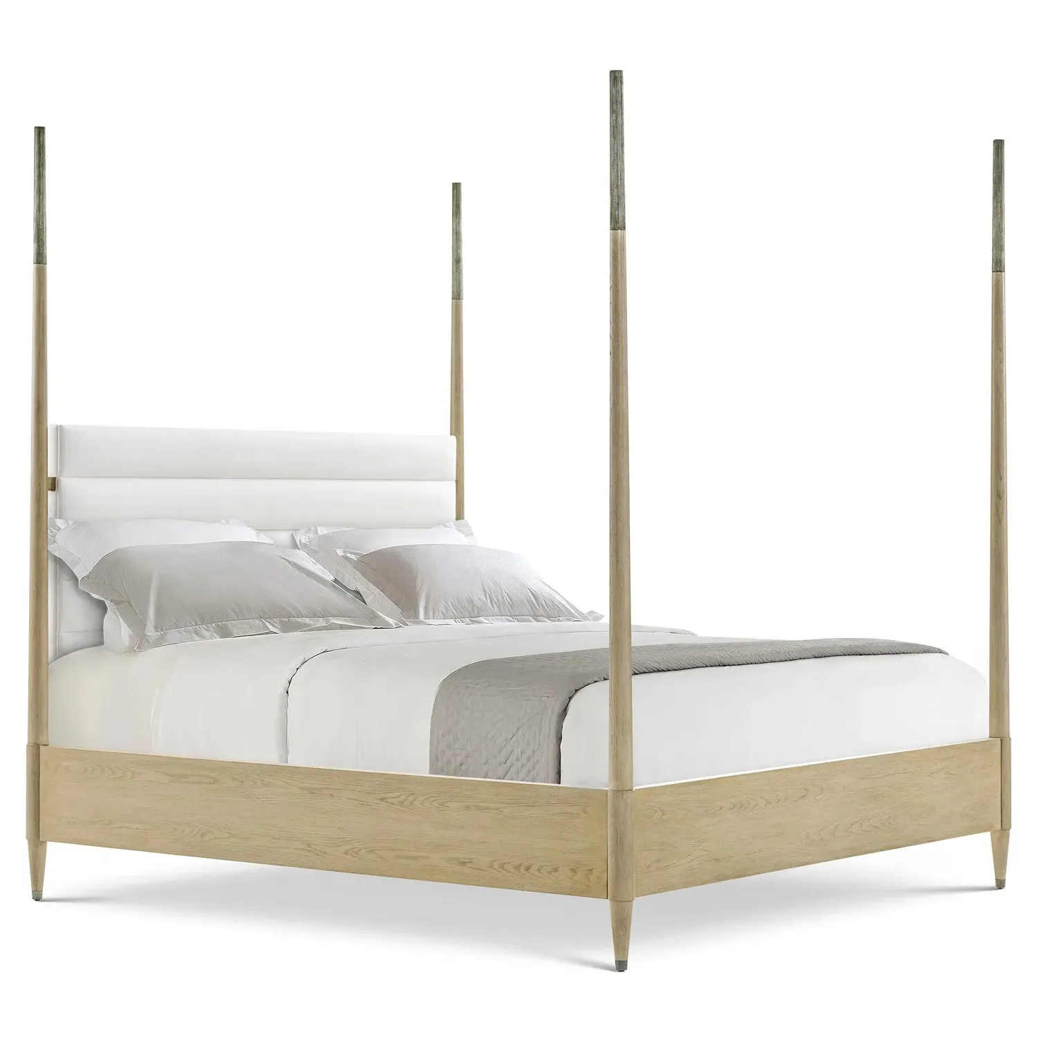 Charlotte King Size Four Poster Bed - Grey, Oak