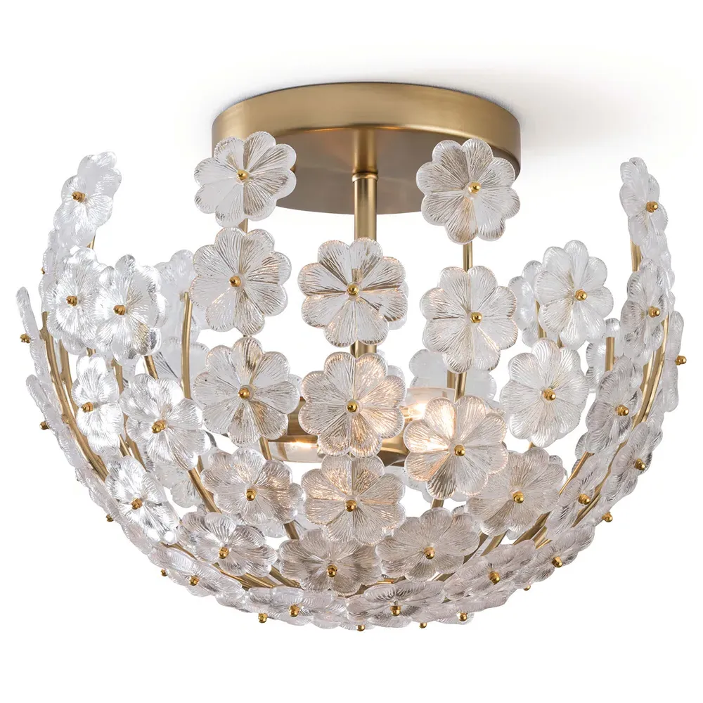 Charlotte Regency Flower Semi-Flush Mount - Natural Brass, Steel image