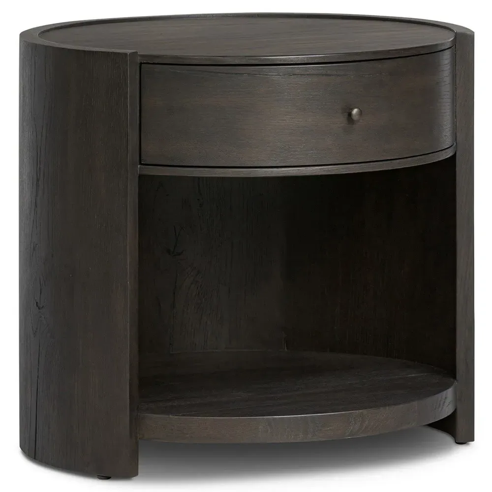 Charlotte Round Nightstand - Brown, Oak