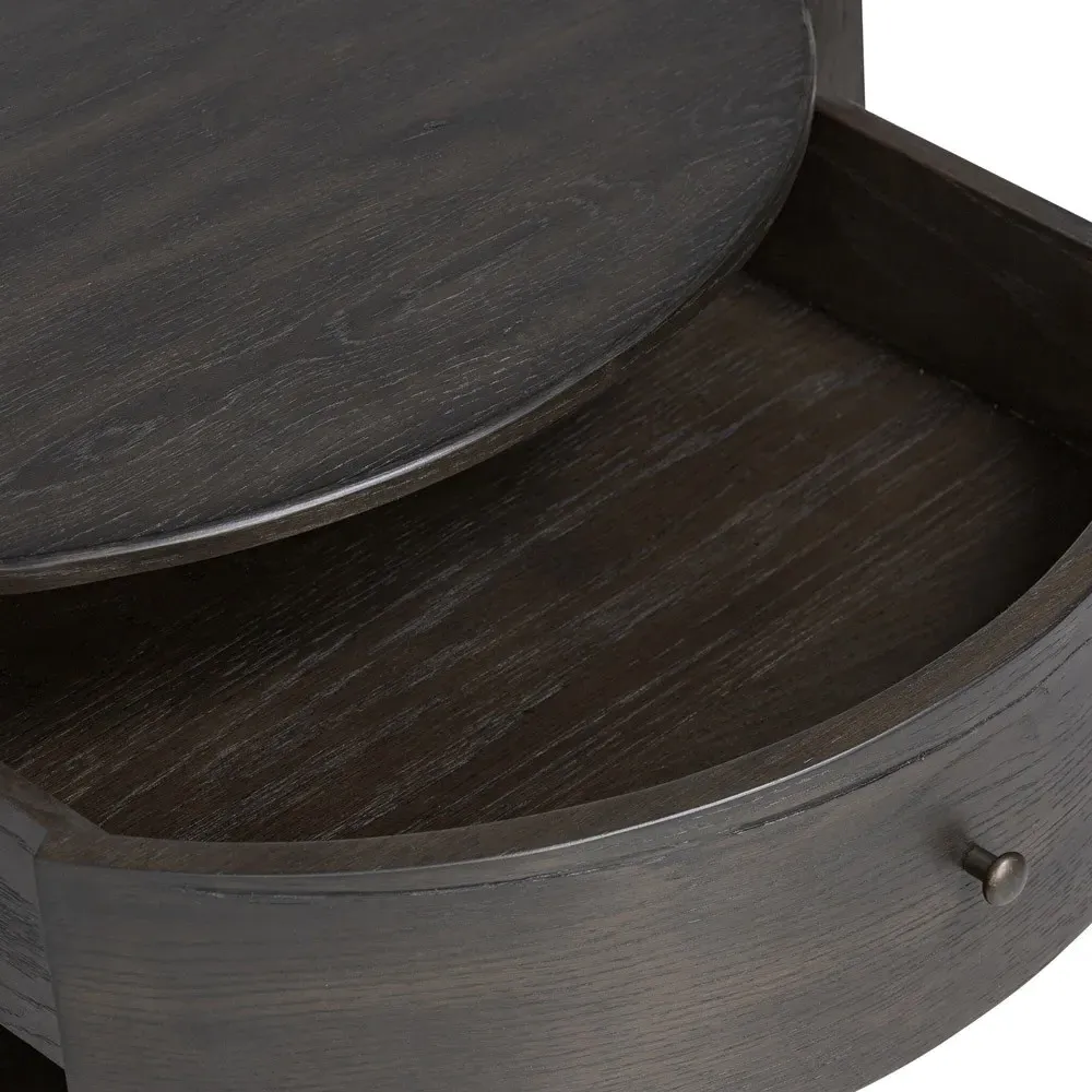 Charlotte Round Nightstand - Brown, Oak