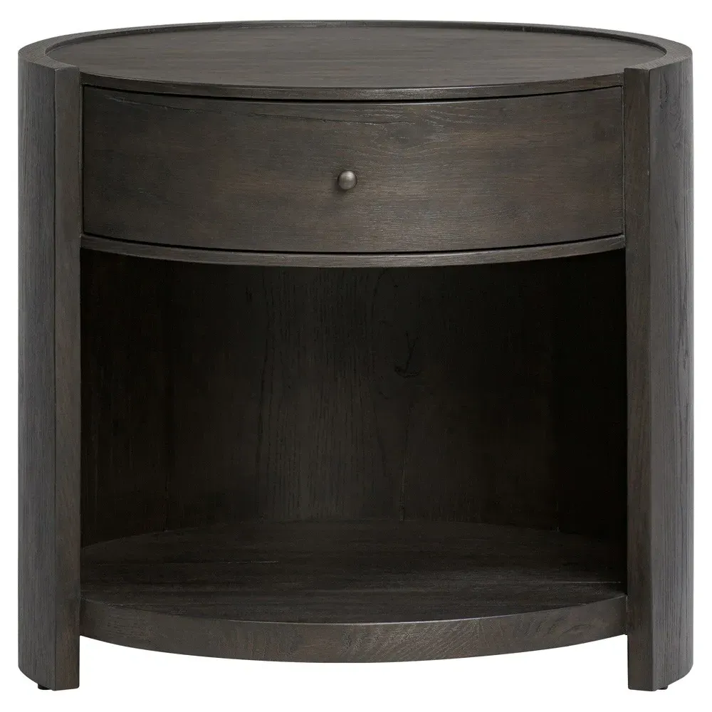 Charlotte Round Nightstand - Brown, Oak image