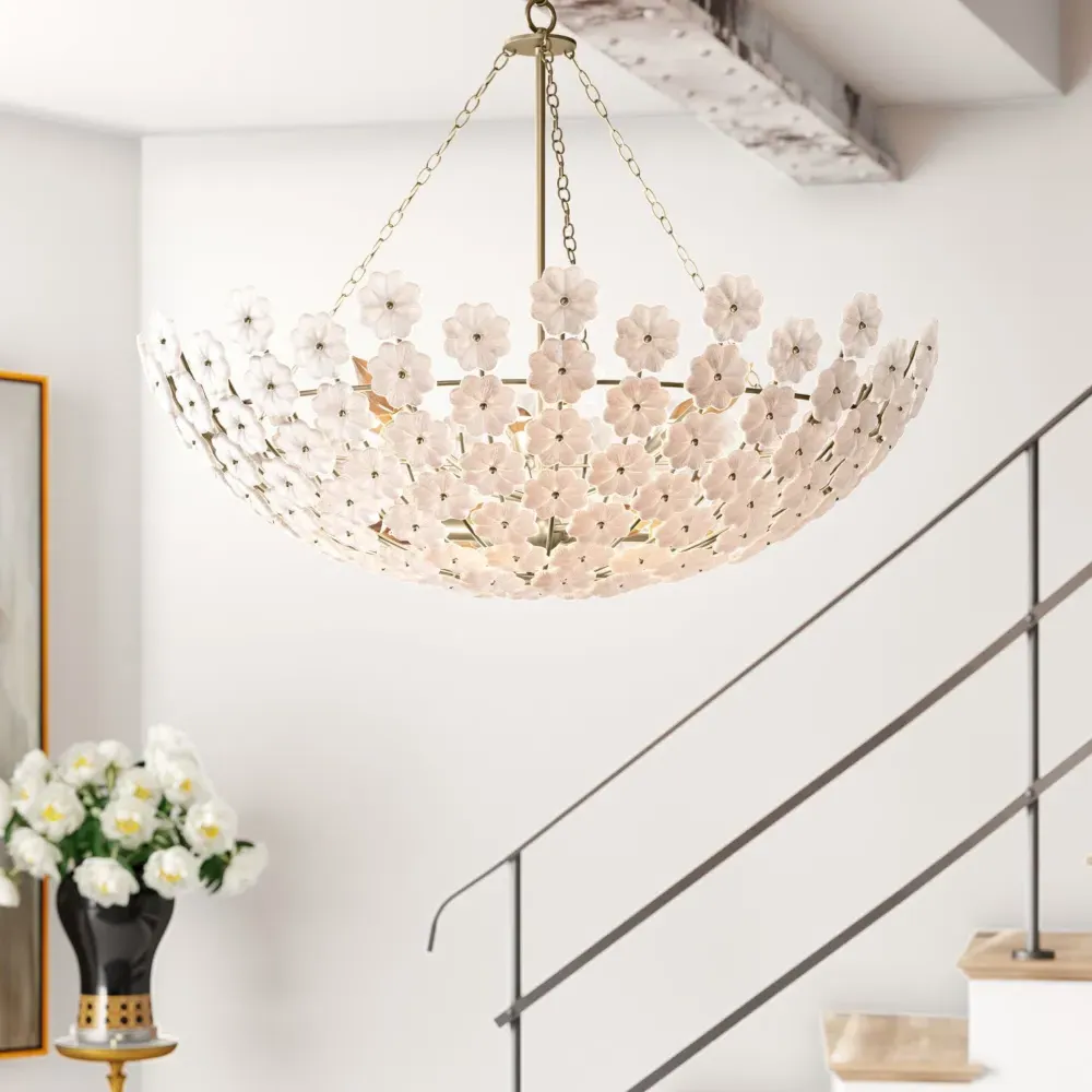 Charlotte Steel Chandelier - Natural Brass
