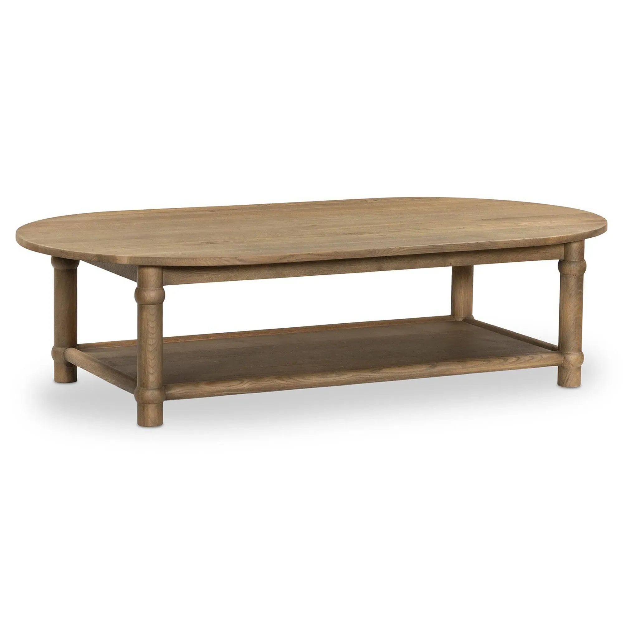 Charnes Oval Coffee Table with Shelf - Natural, Oak