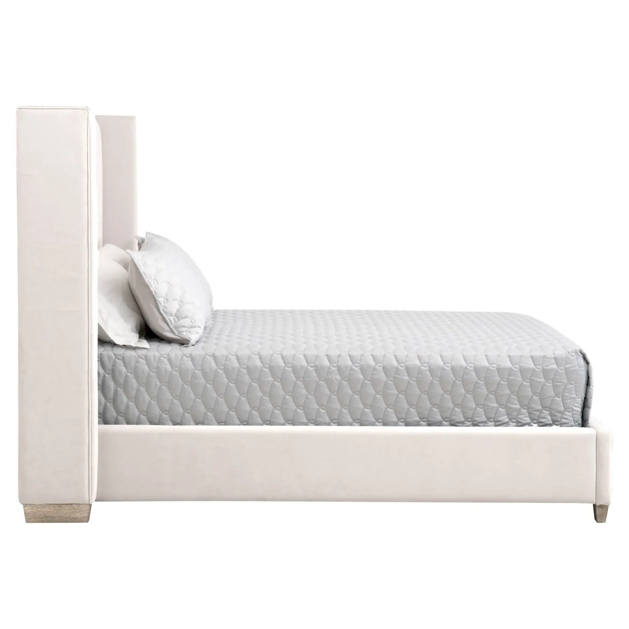 Charo Cal King Bed Frame - Ivory, Velvet