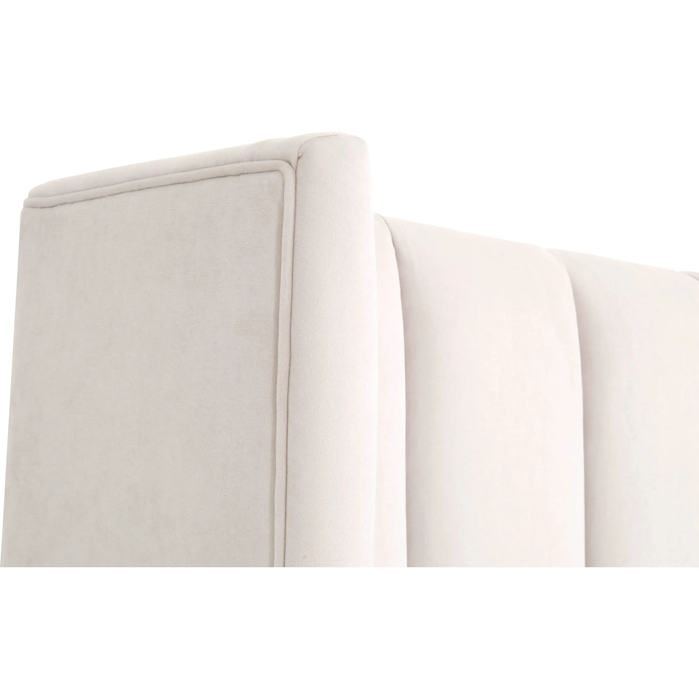 Charo Cal King Bed Frame - Ivory, Velvet