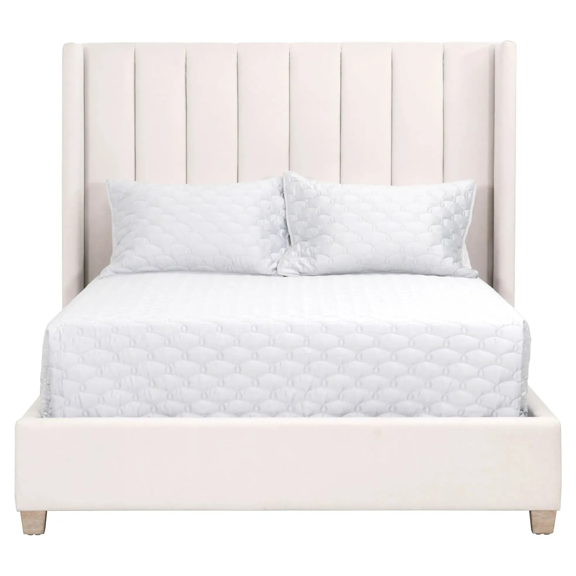 Charo King Bed Frame - Ivory, Velvet